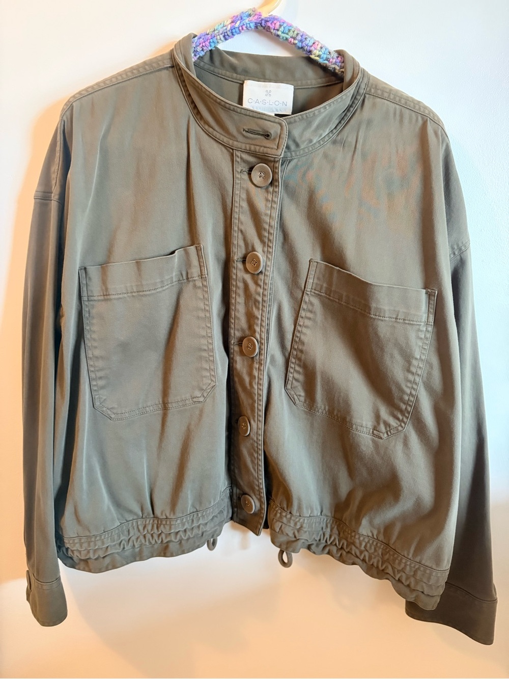 Caslon Olive Utility Button-Front Jacket